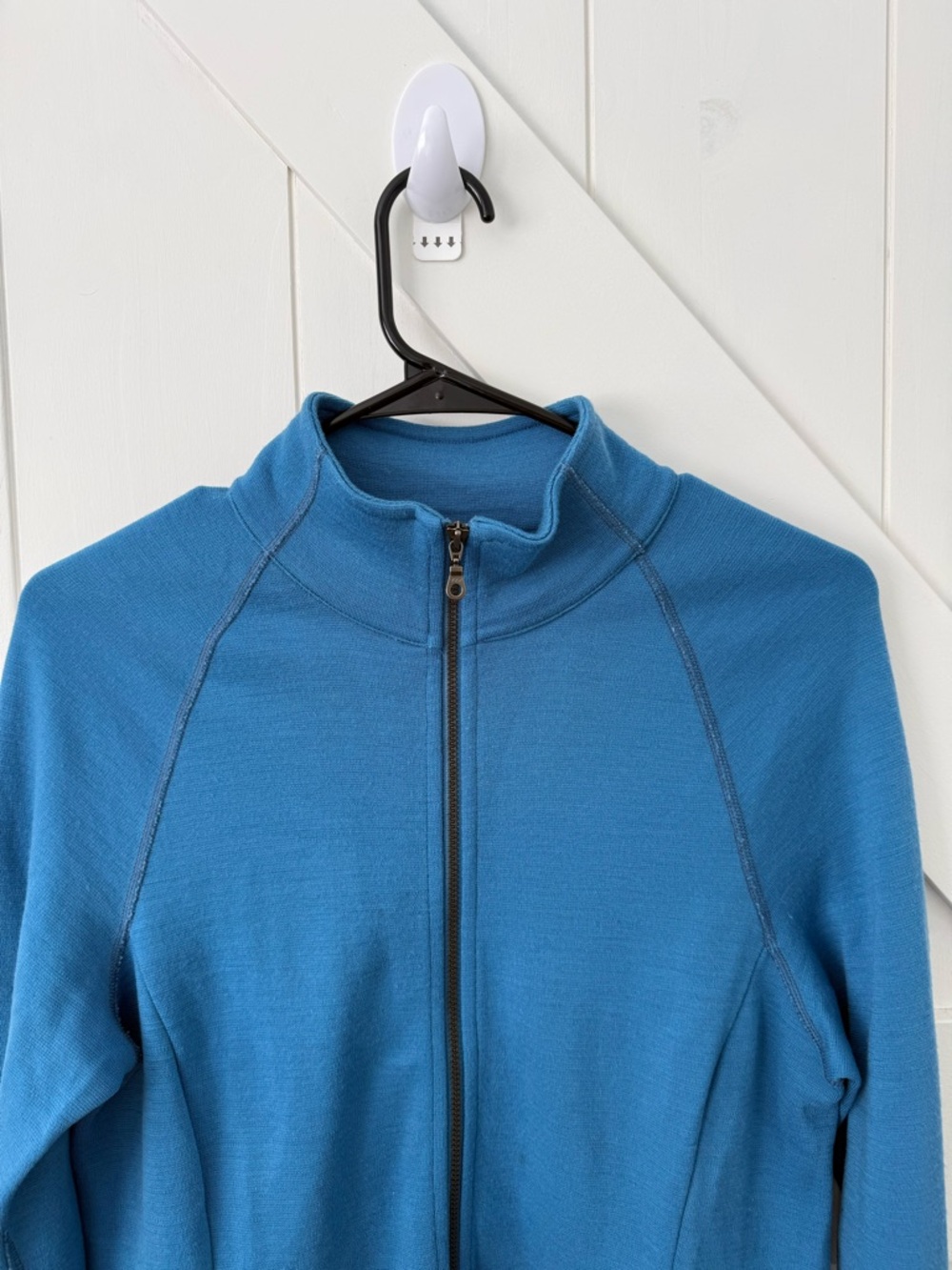 USA Ibex Full Zip 100% Merino Wool Cardigan Sweater Jacket Blue Athletic L - Picture 7 of 16